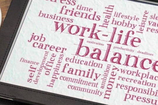 Arbeitszeit - Word Cloud um den Begriff Work-Life-Balance
