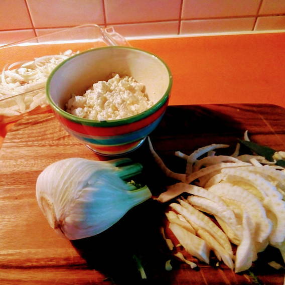 Fenchel-Feta-Gratin, mise en place