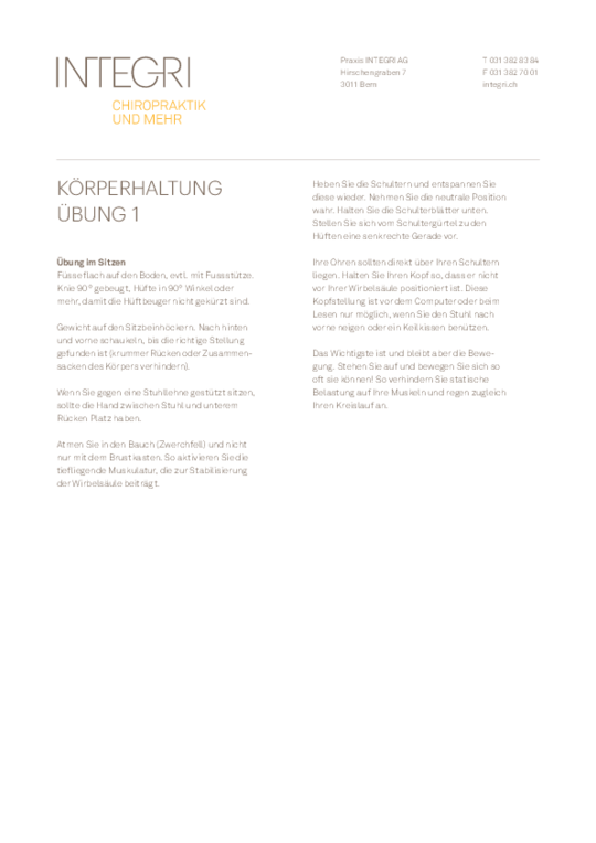 Übung Körperhaltung 1